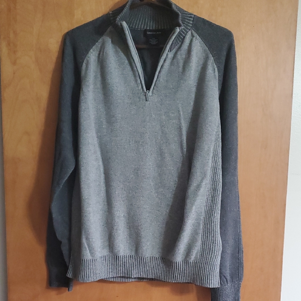 Calvin Klein Jeans Two-Tone Gray Zip-Up Sweater